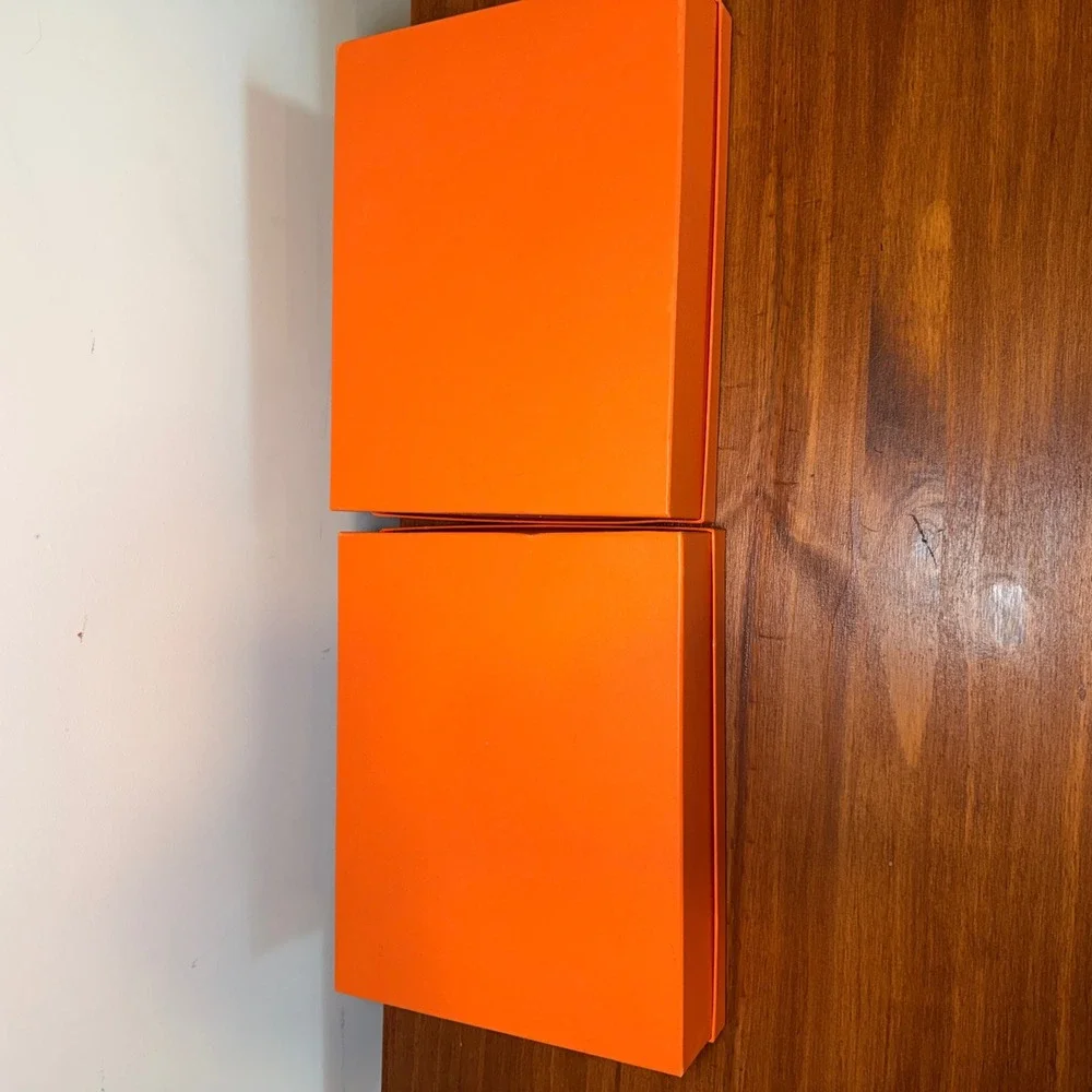 Hermes Paris Gift Boxes 2 Pack Orange 11x9x3 Luxury Designer Storage Authentic